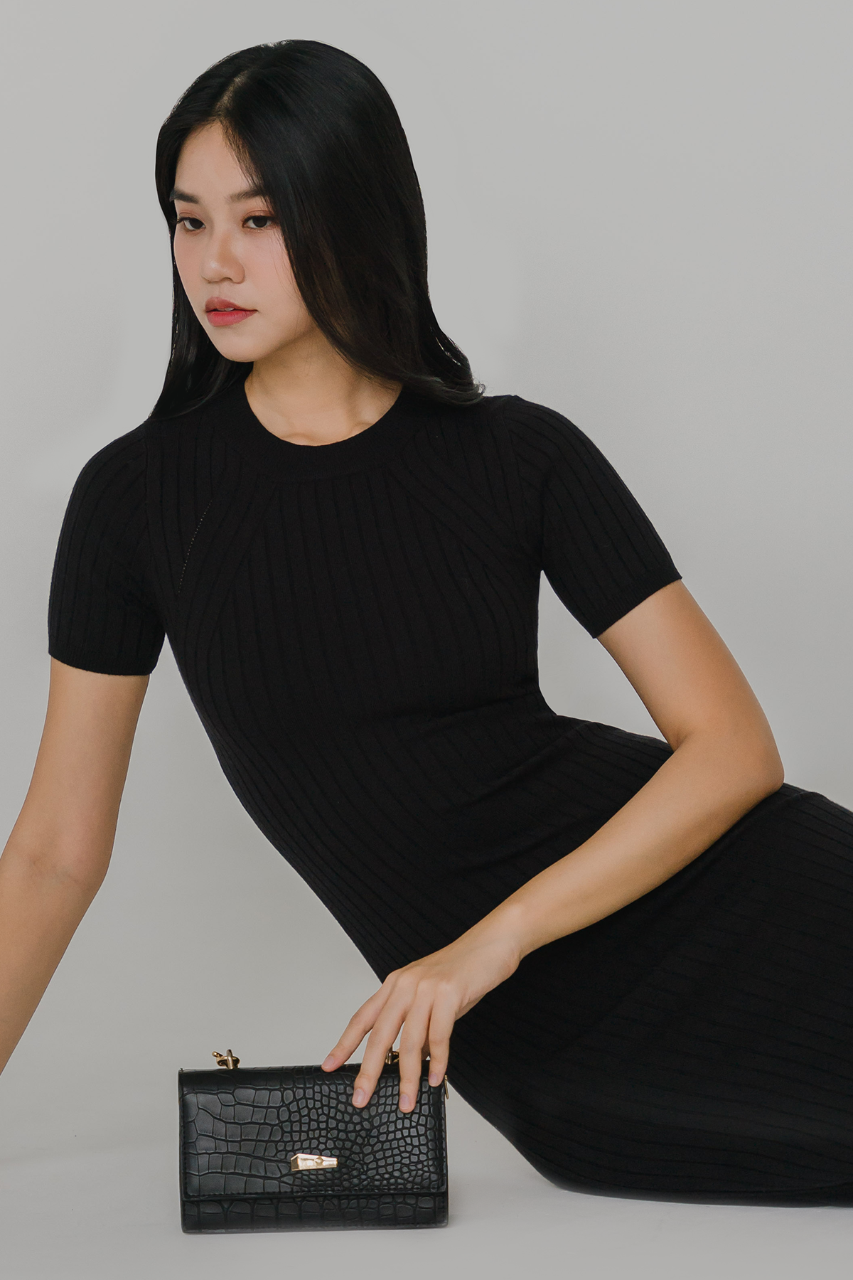 Soho Ribbed Knit Dress (Black)