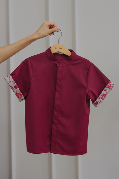 Mini Flourished Jacquard Shirt (Crimson)