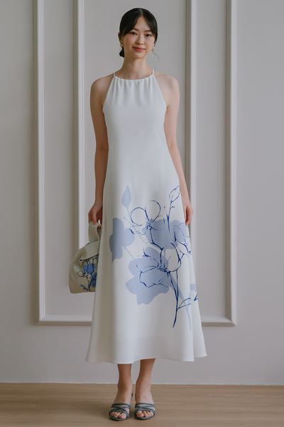 Restock* Vivid Bloom Drawstring Dress (Porcelain)