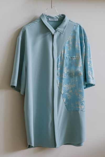 Foliage Asymmetrical Shirt (Blue)