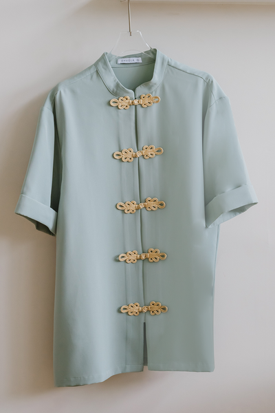 Ming Mandarin Collar Shirt (Jade)