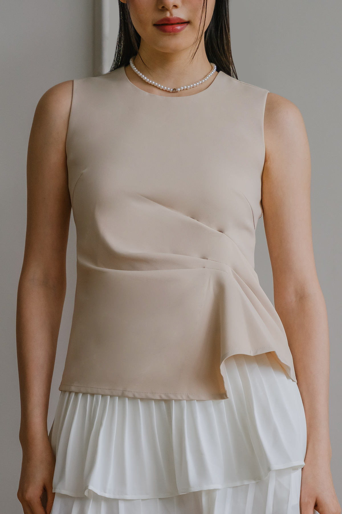 Trinity Drape Top (Cream)