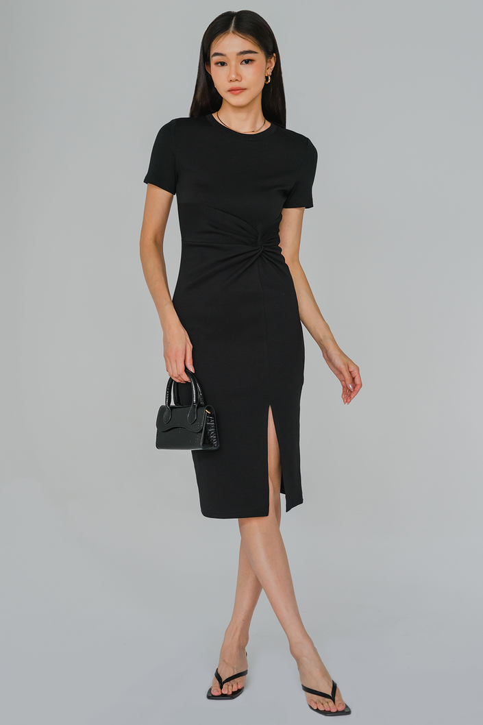 Round The Clock Midi Dress (Black)