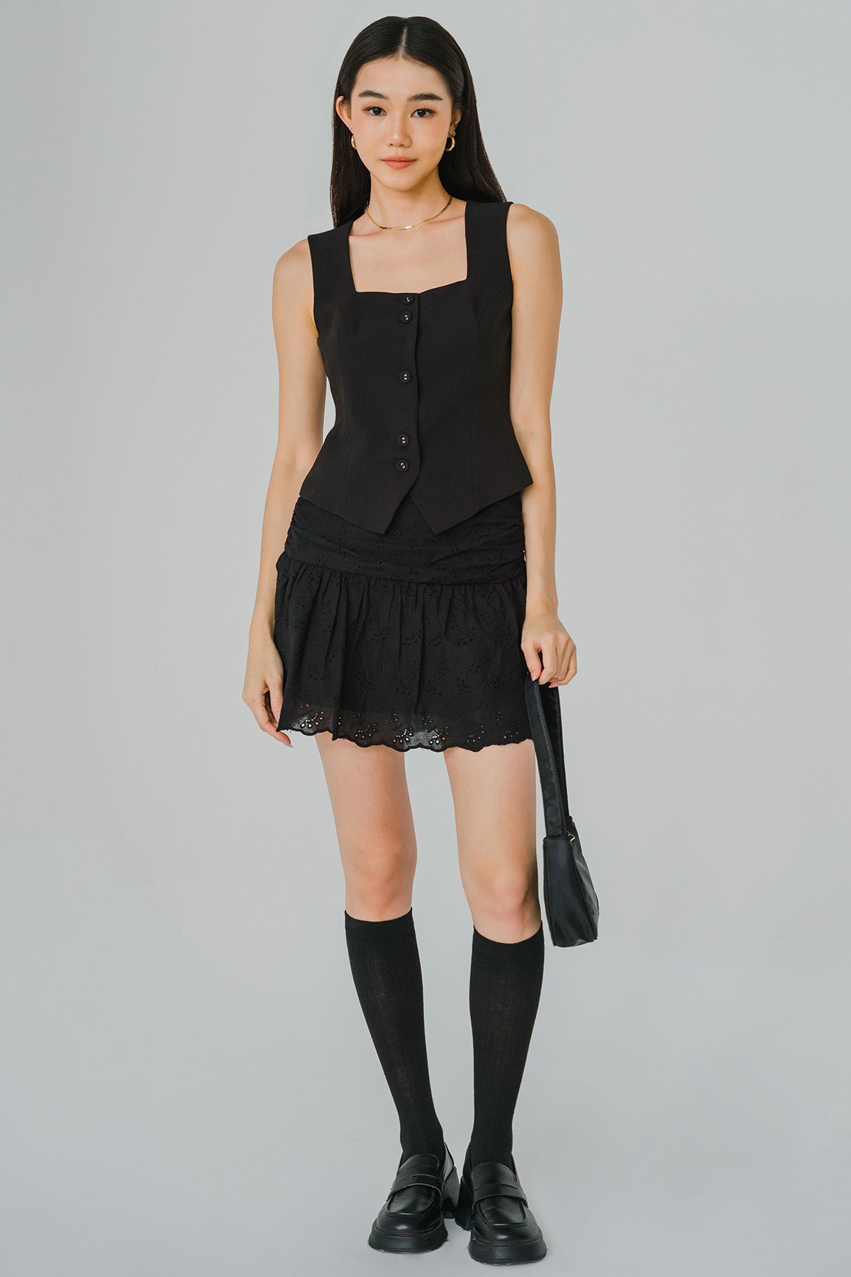 Vivienne Square Neck Top (Black)