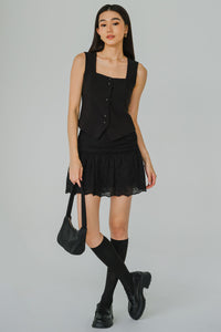 Vivienne Square Neck Top (Black)