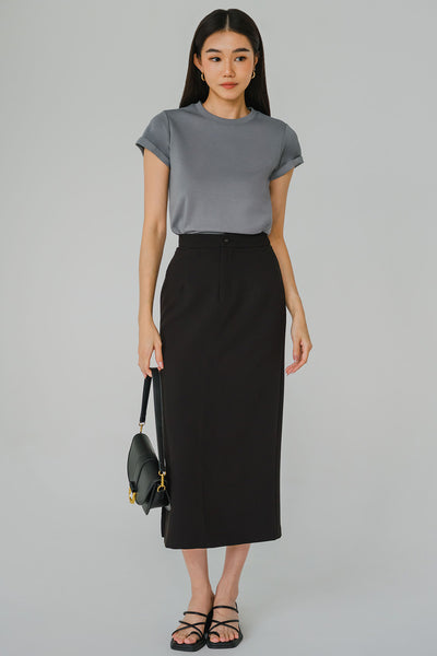 Vivienne Tailored Midi Skirt (Black)