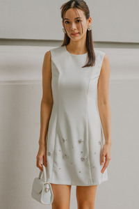 Moment In Time Embellished Dress (White)