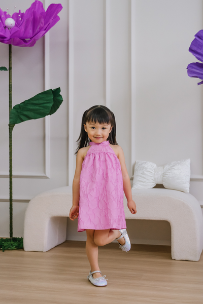 Mini Blossom Halter Dress (Doll Pink)