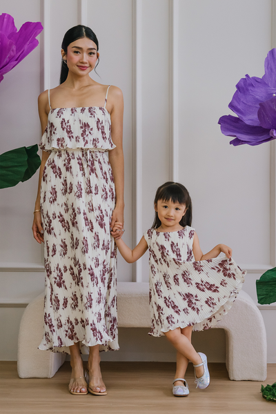 Mini Wisteria Pleat Dress (Mulberry)