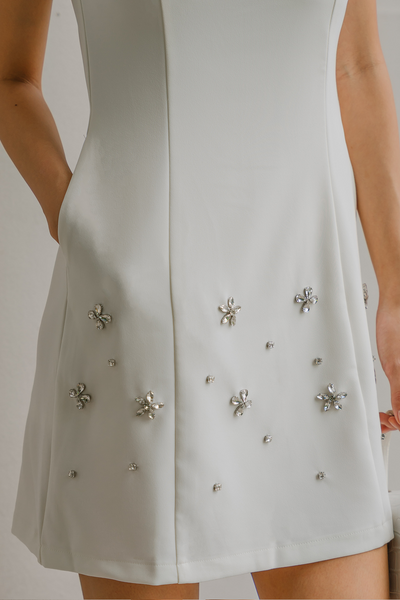 Moment In Time Embellished Dress (White)