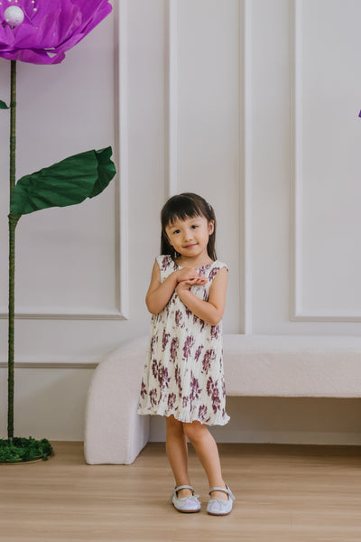 Mini Wisteria Pleat Dress (Mulberry)