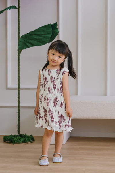 Mini Wisteria Pleat Dress (Mulberry)