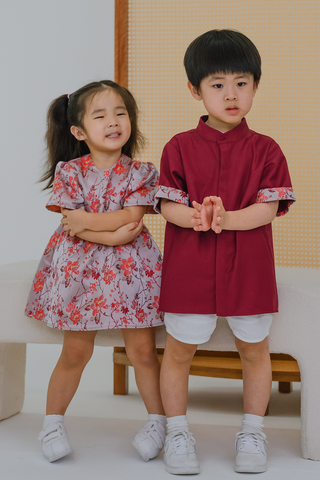 Mini Flourished Jacquard Shirt (Crimson)