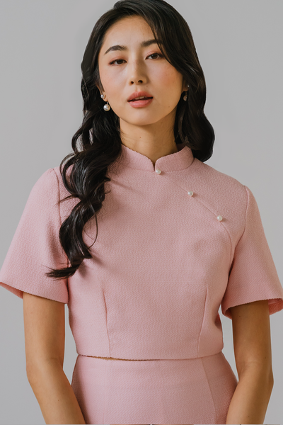 Perla Tweed Top (Pink)