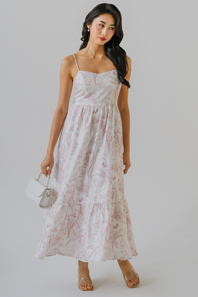 Floral Reverie Padded Dress (Pink)