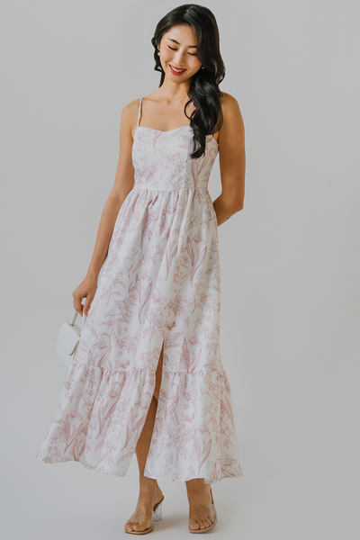 Floral Reverie Padded Dress (Pink)