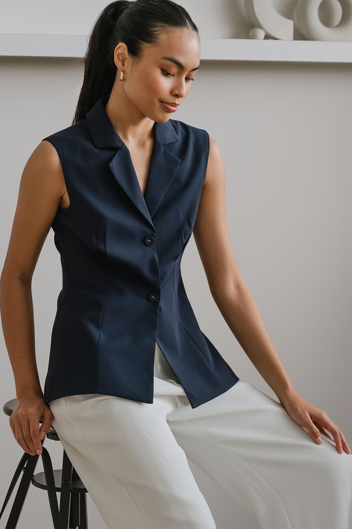 Harper Tailored Vest (Blue)