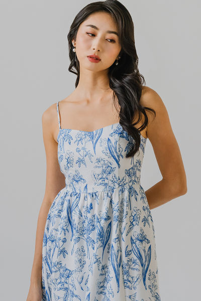 Floral Reverie Padded Dress (Blue)