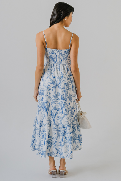 Floral Reverie Padded Dress (Blue)