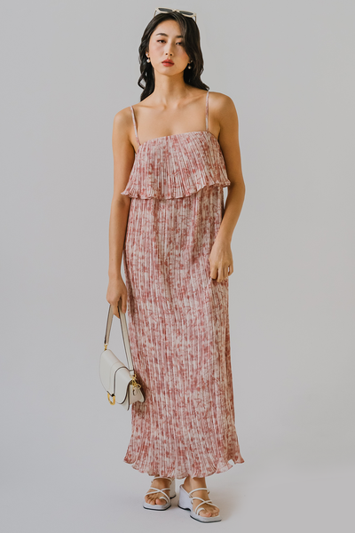 Wisteria Pleat Dress (Pink)