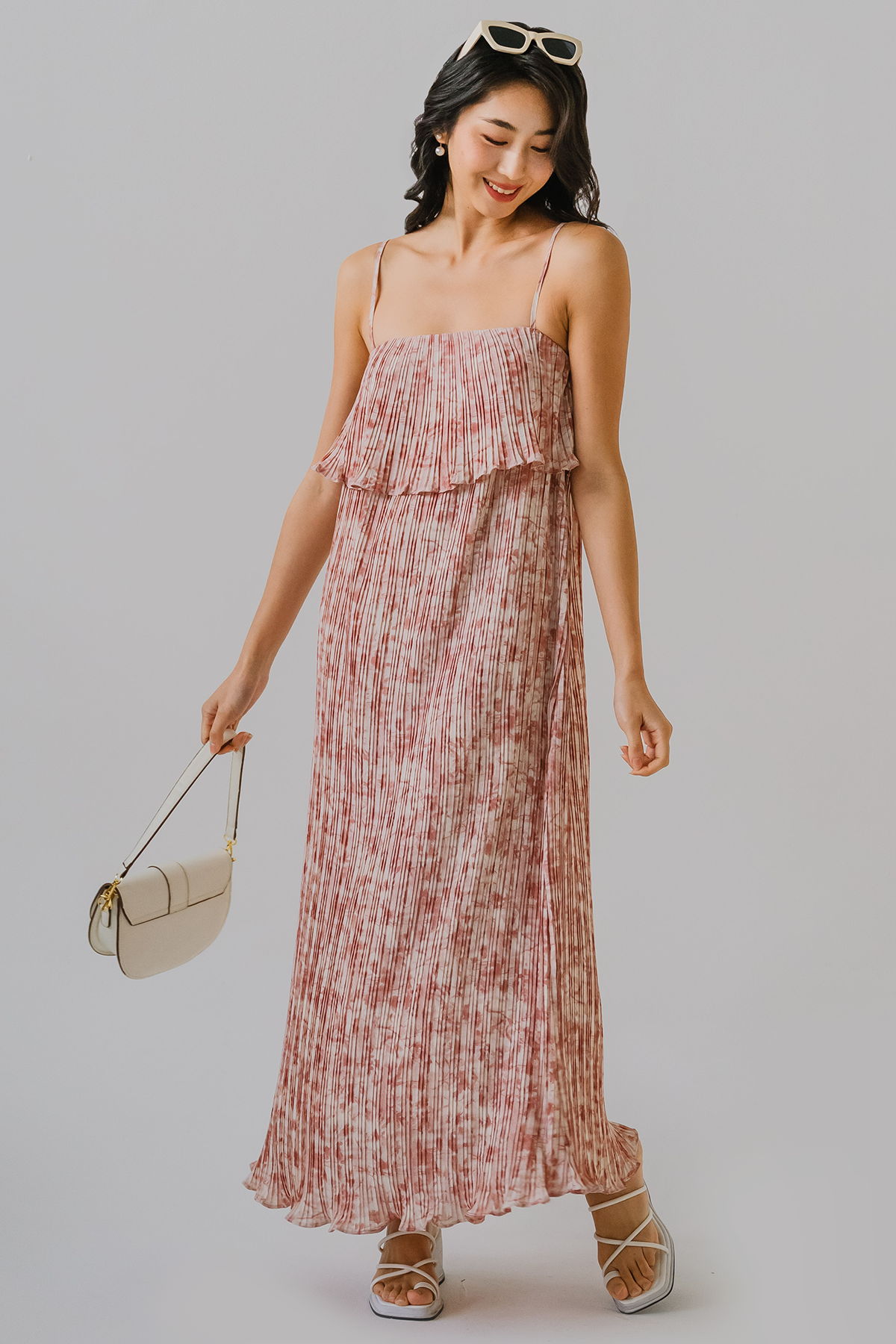 Wisteria Pleat Dress (Pink)