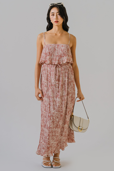 Wisteria Pleat Dress (Pink)