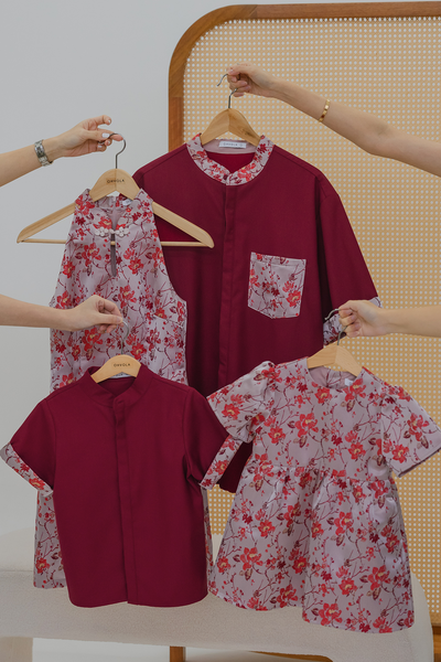 Mini Flourished Jacquard Qipao (Crimson)