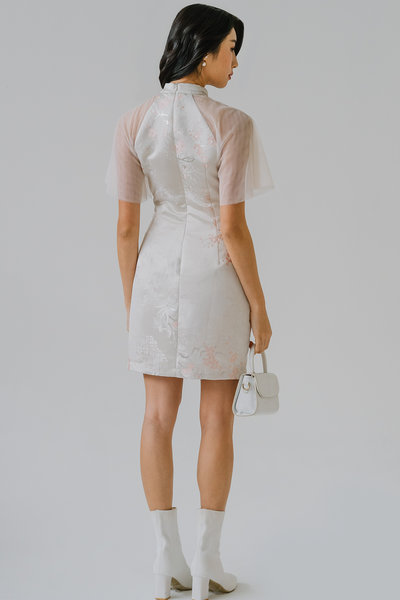 Willow Mesh Sleeve Qipao (Ivory)