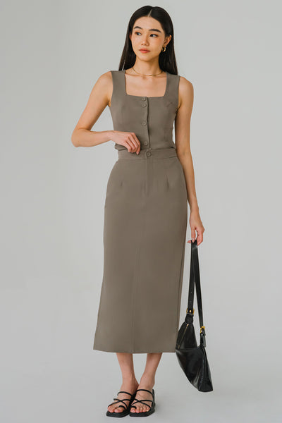 Vivienne Square Neck Top (Olive)