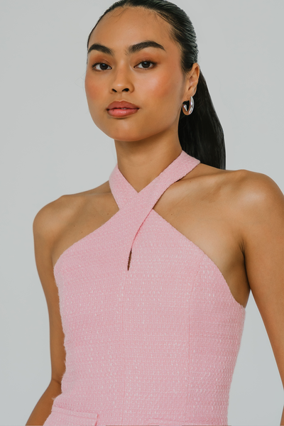 Glam Icon Tweed Halter Top (Pink)