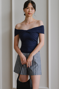 Soleil Padded Off-Shoulder Top (Navy)