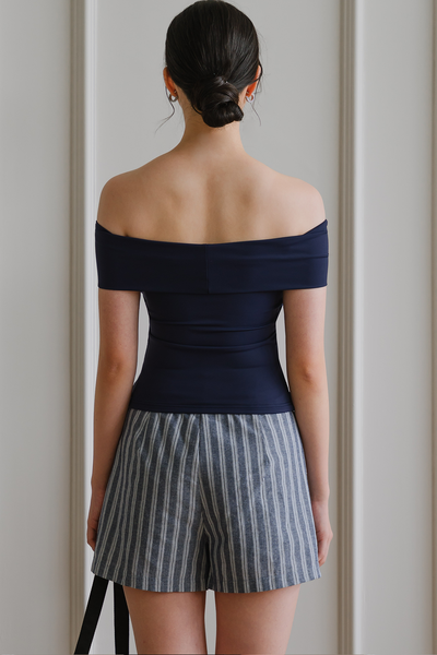 Soleil Padded Off-Shoulder Top (Navy)