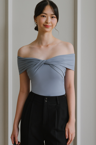 Soleil Padded Off-Shoulder Top (Powder Blue)