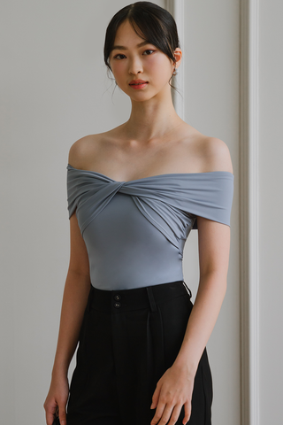 Soleil Padded Off-Shoulder Top (Powder Blue)