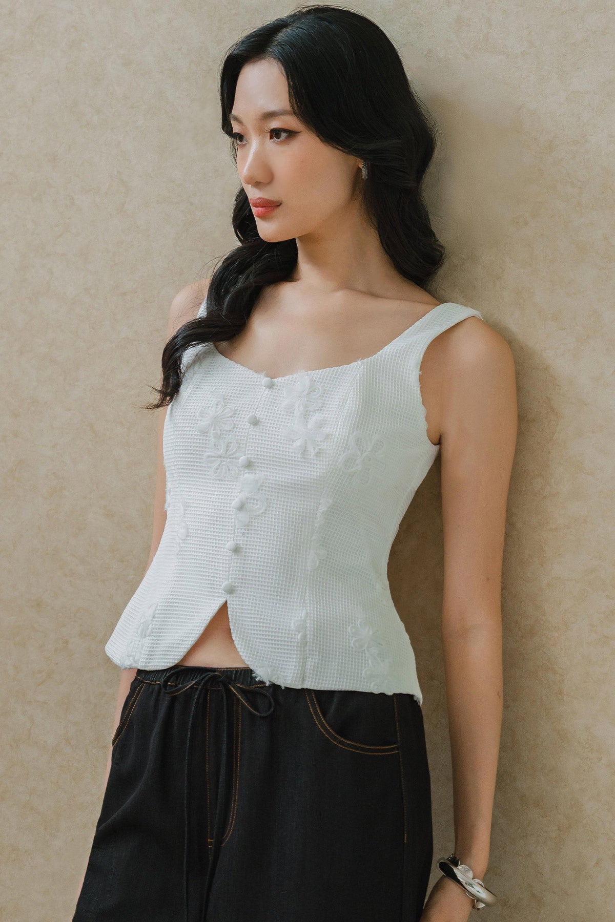 Belle Embroidered Top (White)