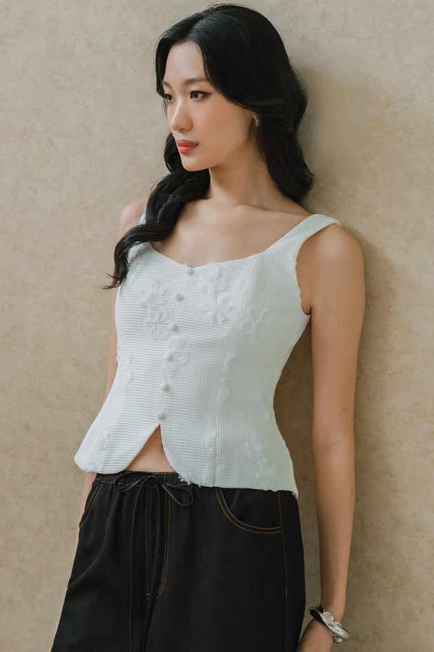 Belle Embroidered Top (White)