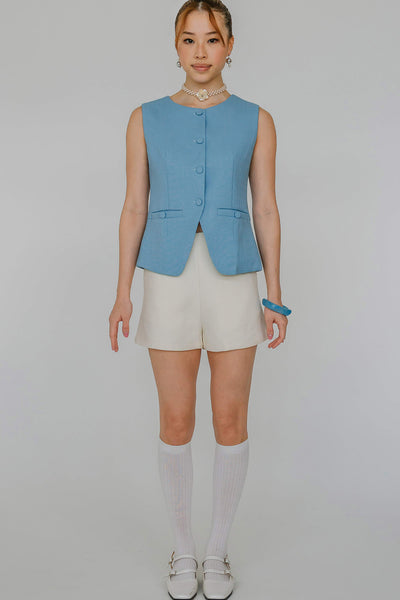 Polly Tweed Vest (Blue)