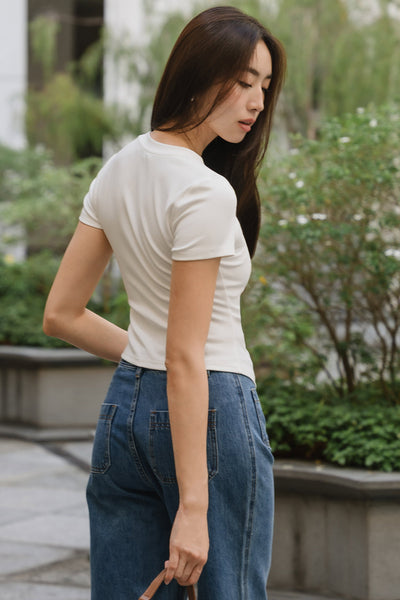 Kiki Button Tee (White)