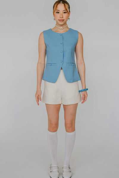Polly Tweed Vest (Blue)