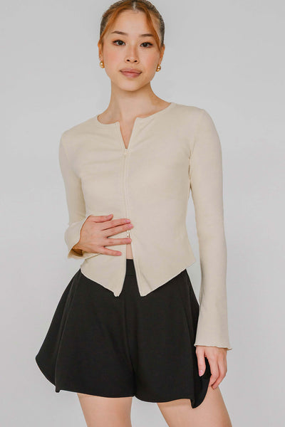 Aeris Dual-Zipper Top (Ivory)