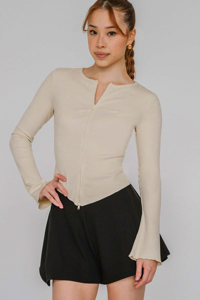 Aeris Dual-Zipper Top (Ivory)