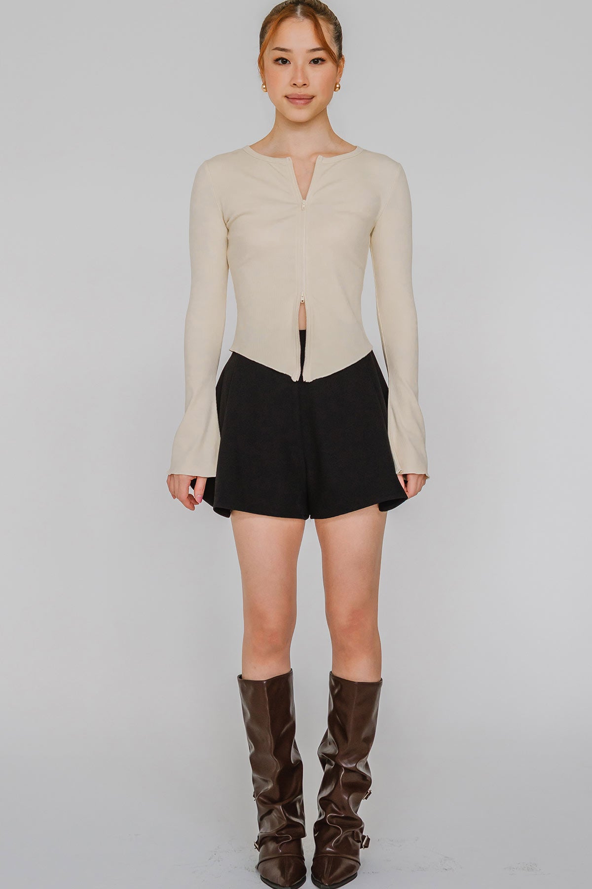 Aeris Dual-Zipper Top (Ivory)