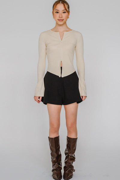 Aeris Dual-Zipper Top (Ivory)