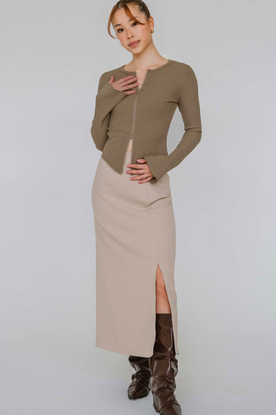 Aeris Dual-Zipper Top (Coffee)