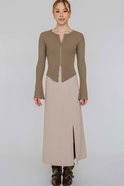 Aeris Dual-Zipper Top (Coffee)