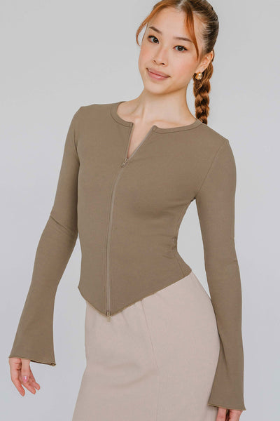 Aeris Dual-Zipper Top (Coffee)
