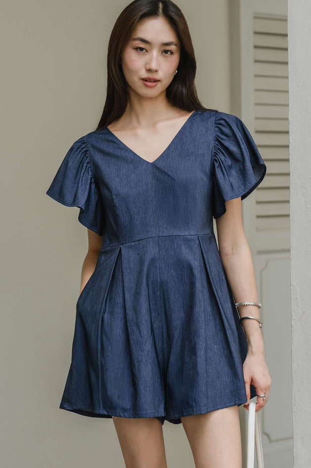 Madeira V-neck Romper (Blue)