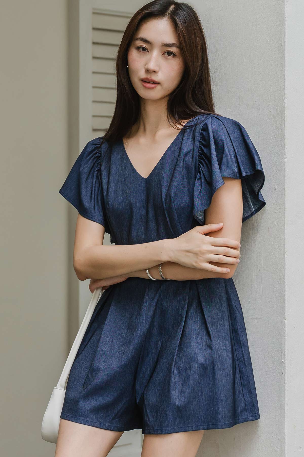 Madeira V-neck Romper (Blue)
