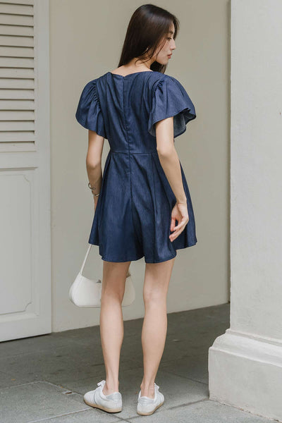 Madeira V-neck Romper (Blue)
