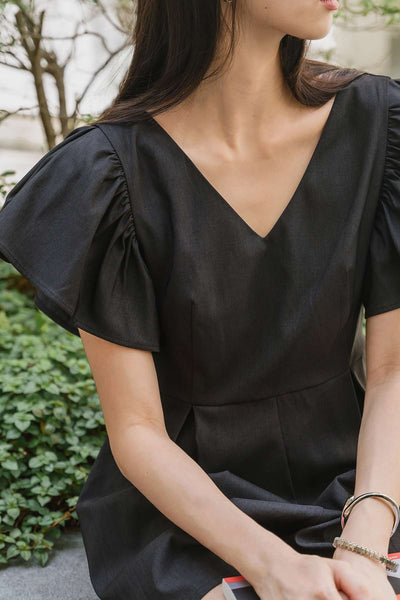 Madeira V-neck Romper (Black)